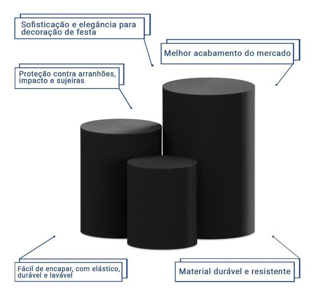 Imagem de Trio Capa Cilindro Festa Cor Preto P M G Veste Facil Helanca