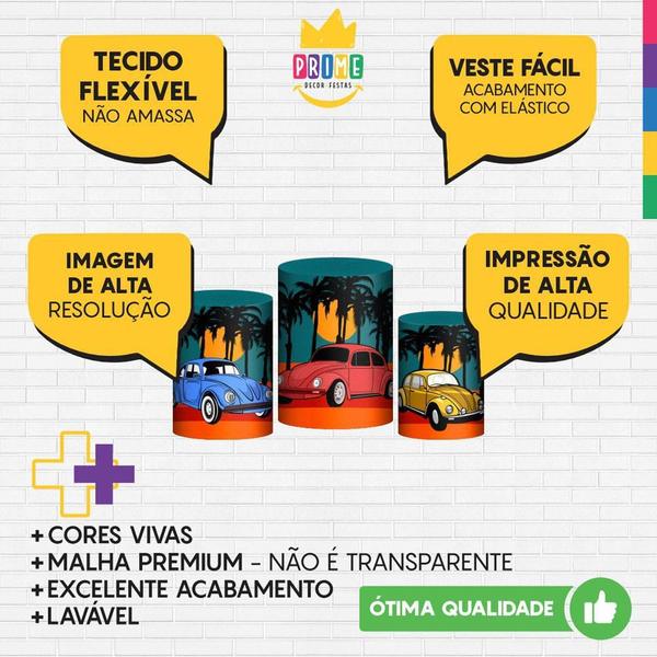 Trio Capa Cilindro Fusca Retro 3D Em Tecido Com Elástico - Prime Decor Festas Imagem de Trio Capa Cilindro Fusca Retro 3D Em Tecido Com Elástico