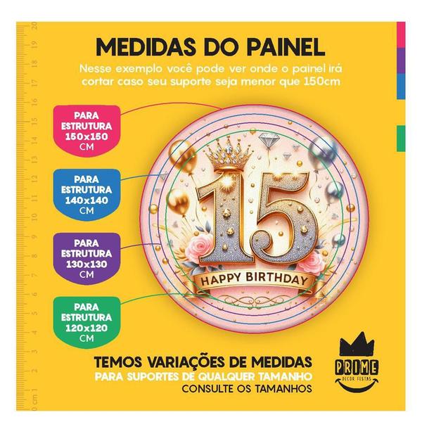 Imagem de Trio Capa Cilindro + Painel Redondo 15 Anos 3D 1,50M Veste