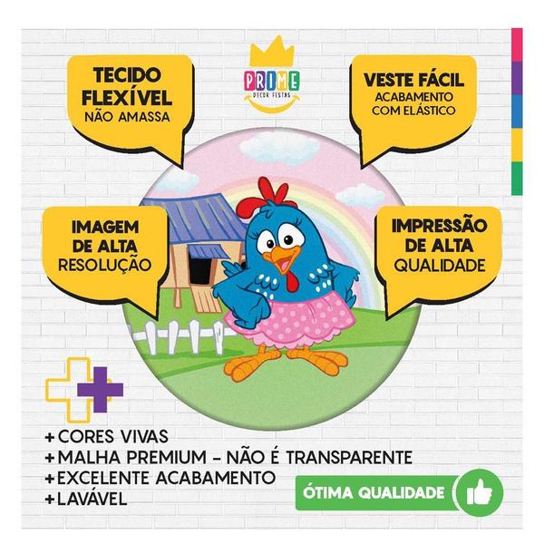 Trio Capa Cilindro + Painel Redondo 3D Galinha Pintadinha - Prime Decor Festas Imagem de Trio Capa Cilindro + Painel Redondo 3D Galinha Pintadinha