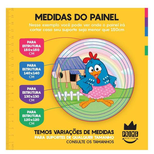 Imagem de Trio Capa Cilindro + Painel Redondo 3D Galinha Pintadinha