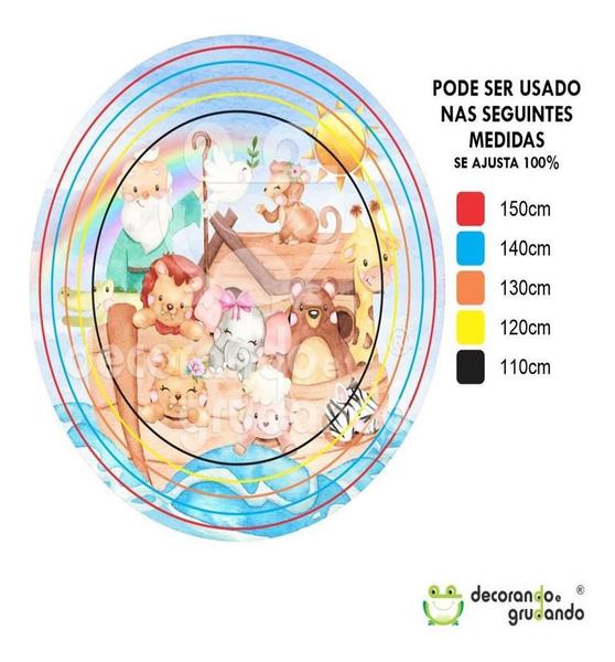 Imagem de Trio Capa Cilindro + Painel Redondo Arca De Noé 1,5m Tecido