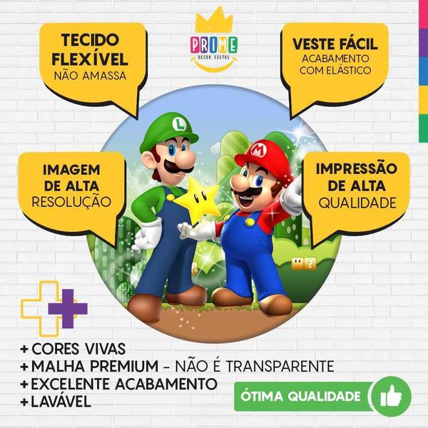 Imagem de Trio Capa Cilindro + Painel Redondo Super Mario Bross Tecido