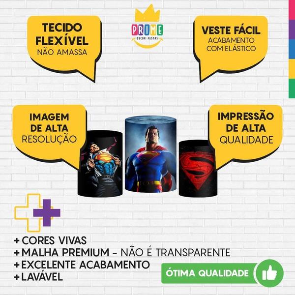 Imagem de Trio Capa Cilindro Super Homem 3D Em Tecido Com Elástico