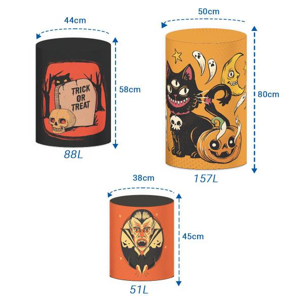 Trio Capas Cilindro Halloween P M G + Painel Sublimado 1,50 - Decoraset Imagem de Trio Capas Cilindro Halloween P M G + Painel Sublimado 1,50