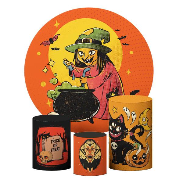 Trio Capas Cilindro Halloween P M G + Painel Sublimado 1,50 - Decoraset Imagem de Trio Capas Cilindro Halloween P M G + Painel Sublimado 1,50