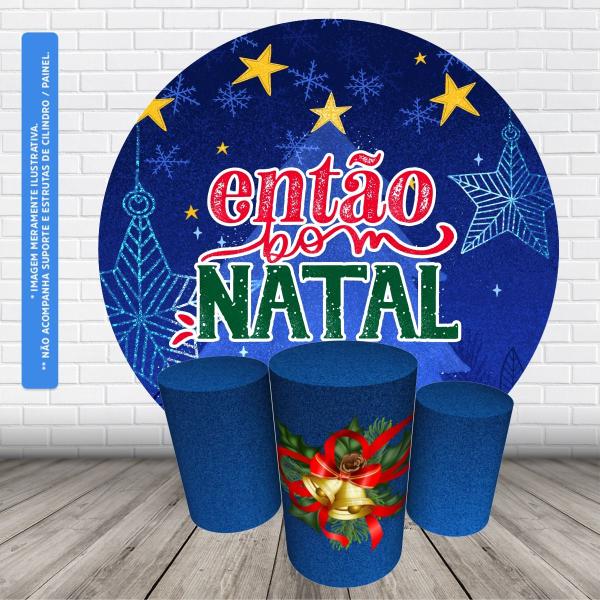 Imagem de Trio Capas Cilindro + Painel Redondo Festa 1,50m Natal