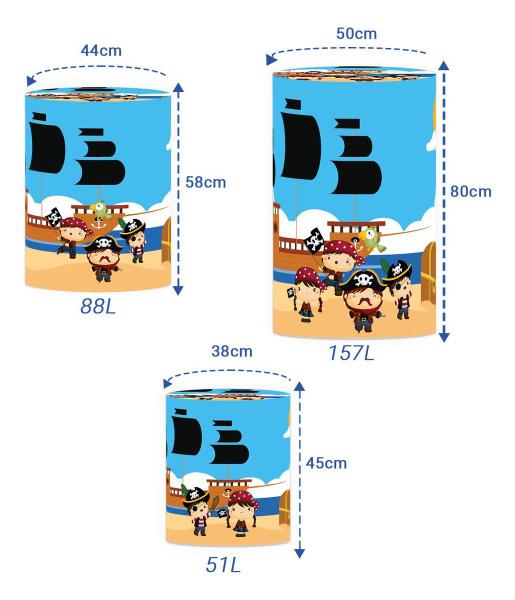 Trio Capas Cilindros Piratas Tecido C/ Elástico Veste Fácil - Decoraset Imagem de Trio Capas Cilindros Piratas Tecido C/ Elástico Veste Fácil