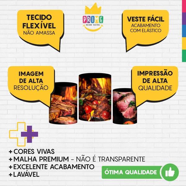 Imagem de Trio Capas Cilindros Sublimado Churrasco Tecido Veste Fácil