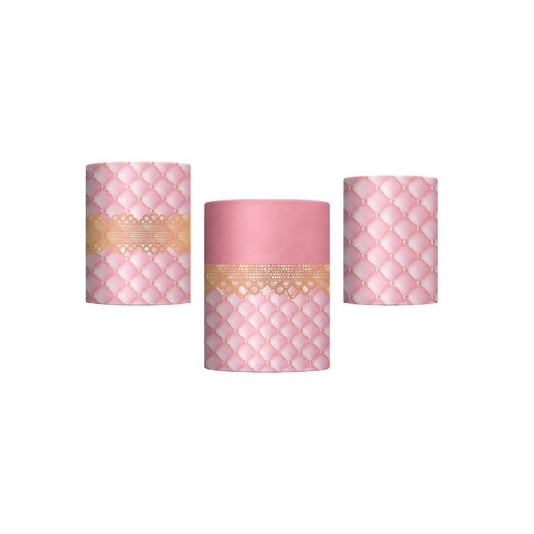Trio Capas Cilindros Sublimado Coroa Rosa Tecido Veste Fácil - Prime Decor House Imagem de Trio Capas Cilindros Sublimado Coroa Rosa Tecido Veste Fácil