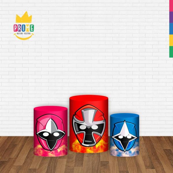 Imagem de Trio Capas Cilindros Sublimado Power Rangers Veste Fácil