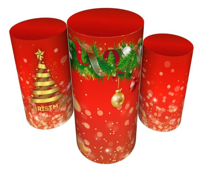 Imagem de Trio Capas De Cilindro Veste Fácil C/ Elástico Natal