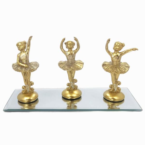 Imagem de Trio de bailarinas Decorativo Enfeite em Resina kit com 3 balé dança decoração casa