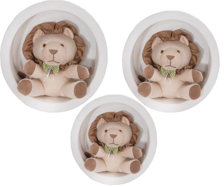 Trio de Boneco Leãozinho para Nicho de Quarto de Bebê - Jandis Baby Enxovais Imagem de Trio de Boneco Leãozinho para Nicho de Quarto de Bebê