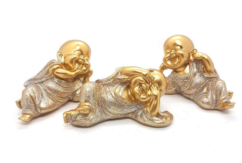 Trio De Buda Alegria Cego Surdo Mudo Buda Estatueta 9 cm - Flash Imagem de Trio De Buda Alegria Cego Surdo Mudo Buda Estatueta 9 cm