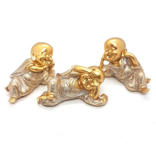 Trio De Buda Alegria Cego Surdo Mudo Buda Estatueta 9 cm - Flash Imagem de Trio De Buda Alegria Cego Surdo Mudo Buda Estatueta 9 cm