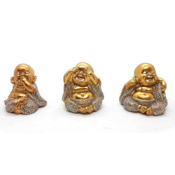 Imagem de Trio De Buda Estatueta Cego Surdo Mudo Estatueta Buda 4 cm