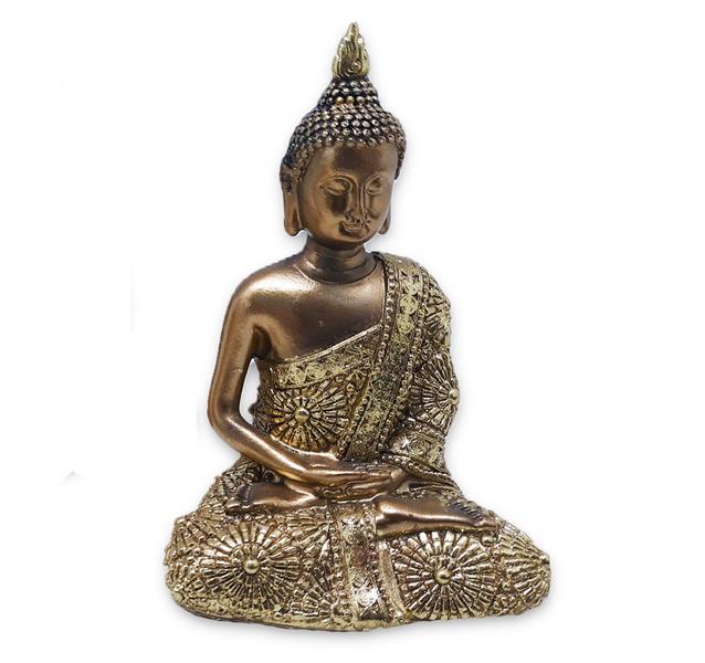 Imagem de Trio de Buda Tailandês Yoga Buda Cobre Brilhante 12 cm