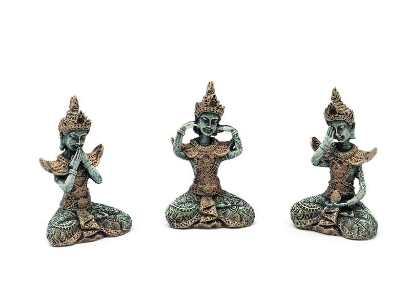 Imagem de Trio de Budas sábios surdo, cego e mudo 14 cm em resina