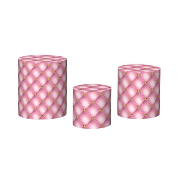 Imagem de Trio De Capa Cilindro - Capitonê Pink com Diamante Dourado 028