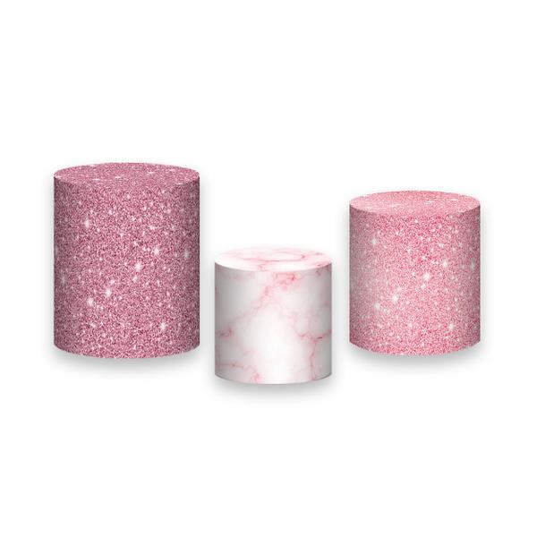 Imagem de Trio De Capa Cilindro - Efeito Mármore e Glitter Rosa 026