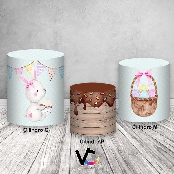 Trio De Capa Cilindro - Páscoa Doce Aquarela 009 - Via Cores Imagem de Trio De Capa Cilindro - Páscoa Doce Aquarela 009