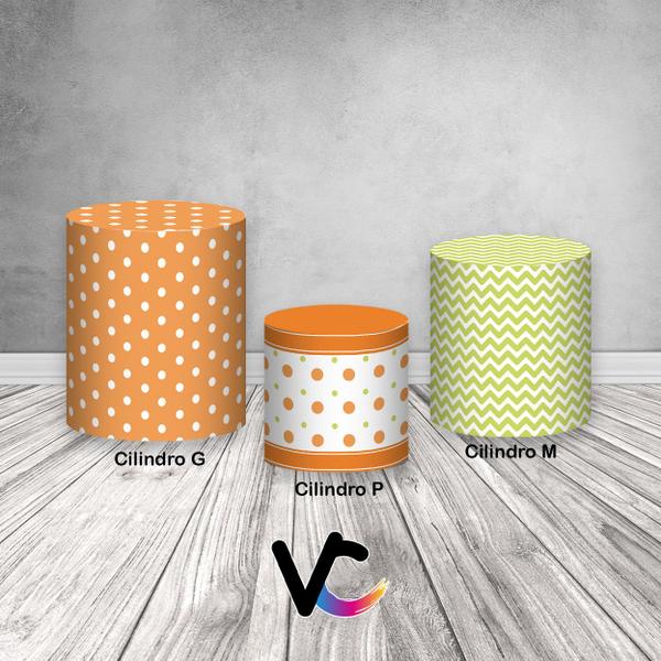 Trio De Capa Cilindro - Páscoa Poá Verde e Laranja 008 - Via Cores Imagem de Trio De Capa Cilindro - Páscoa Poá Verde e Laranja 008
