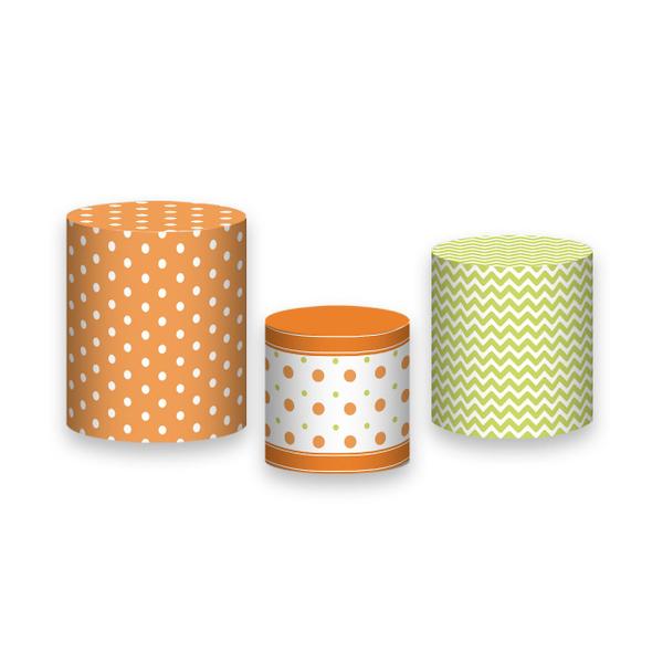 Trio De Capa Cilindro - Páscoa Poá Verde e Laranja 008 - Via Cores Imagem de Trio De Capa Cilindro - Páscoa Poá Verde e Laranja 008