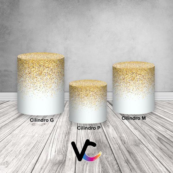 Imagem de Trio de Capas de Cilindro - Efeito Glitter e Brilho Dourado 039