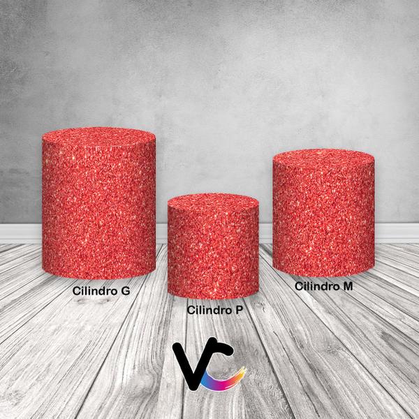 Imagem de Trio de Capas de Cilindro - Efeito Glitter Vermelho 107