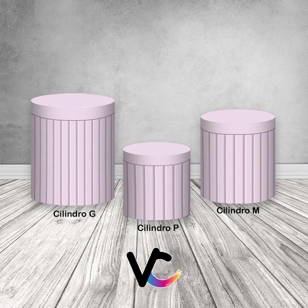 Trio de Capas de Cilindro - Efeito Ripado Madeira Liso Lilás Pastel 026 - Via Cores Imagem de Trio de Capas de Cilindro - Efeito Ripado Madeira Liso Lilás Pastel 026