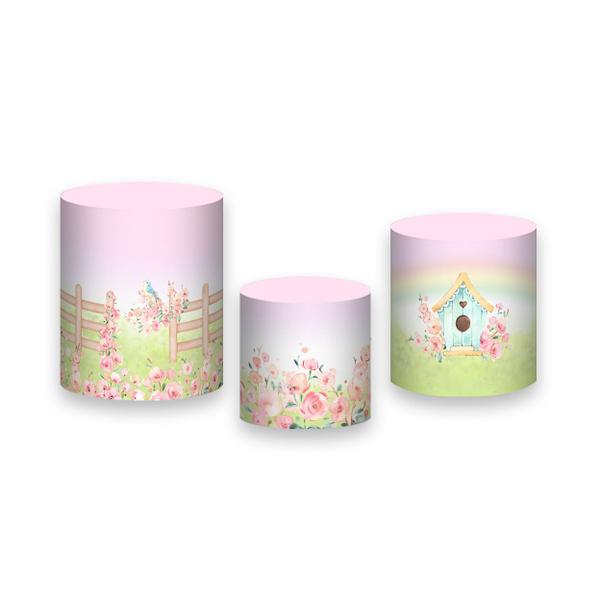 Imagem de Trio de Capas de Cilindro - Jardim Aquarela Rosa e Verde 018