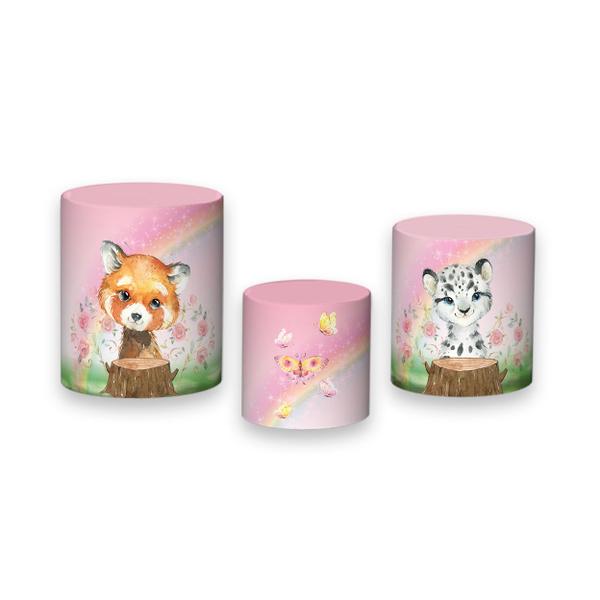 Imagem de Trio de Capas de Cilindro - Safari Aquarela Rosa 011