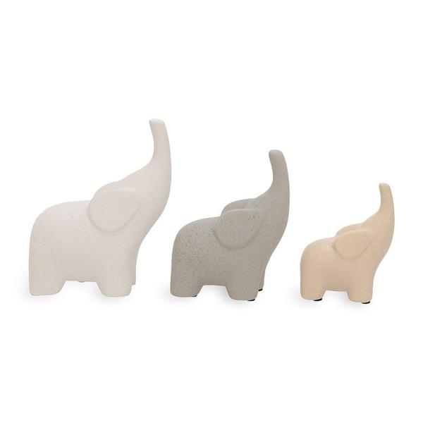 Imagem de Trio de escultura elefante em ceramica mart 18cm