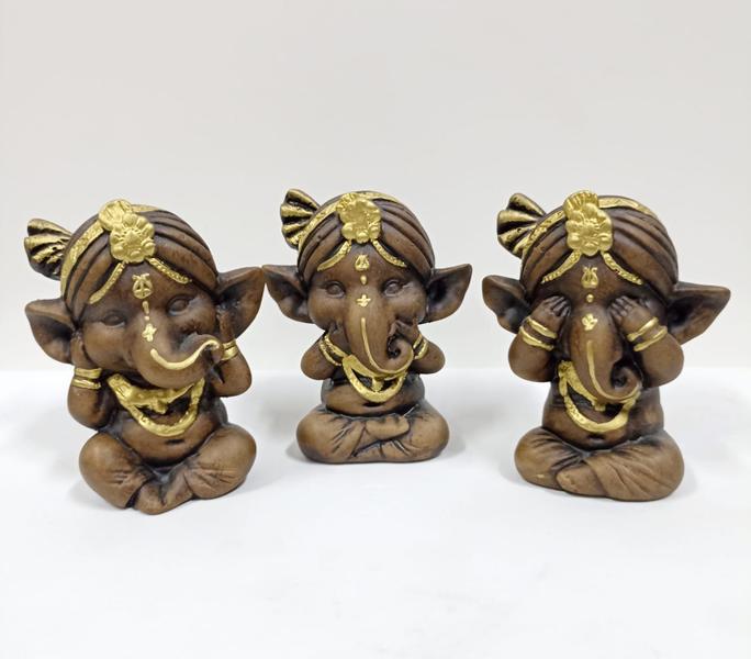Imagem de Trio de ganesha envelhecido 11cm