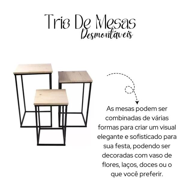 Imagem de Trio De Mesa Desmontável Decoração Festas Dourado/Preto/Cobre