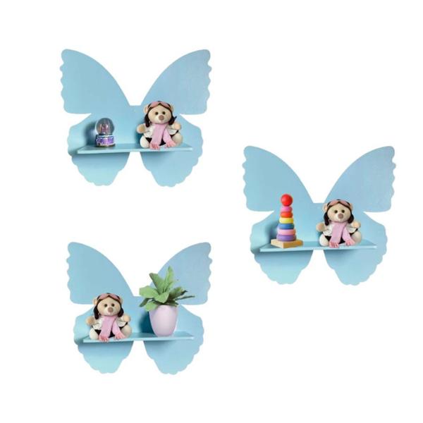 Trio de Prateleira Borboleta - MDF, Decoração Charmosa e Funcional - Luck Baby Imagem de Trio de Prateleira Borboleta - MDF, Decoração Charmosa e Funcional