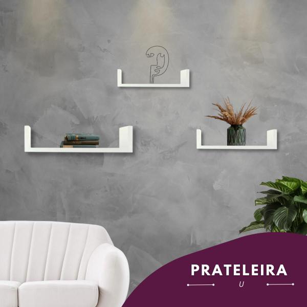 Imagem de Trio De Prateleiras U Porta Objetos Decorativo Casa Quarto Sala