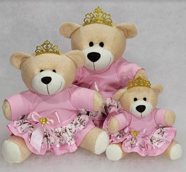 Imagem de Trio De Ursinhas Princesa Coroa Para Nichos Infantil Decorativos