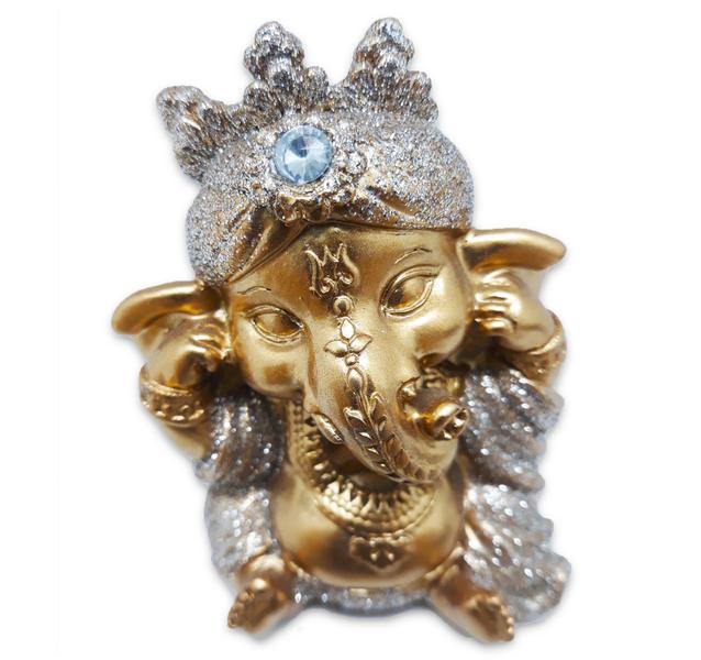 Imagem de Trio Ganesha da Sabedoria Enfeite Ganesha Gold Brilho 8 cm