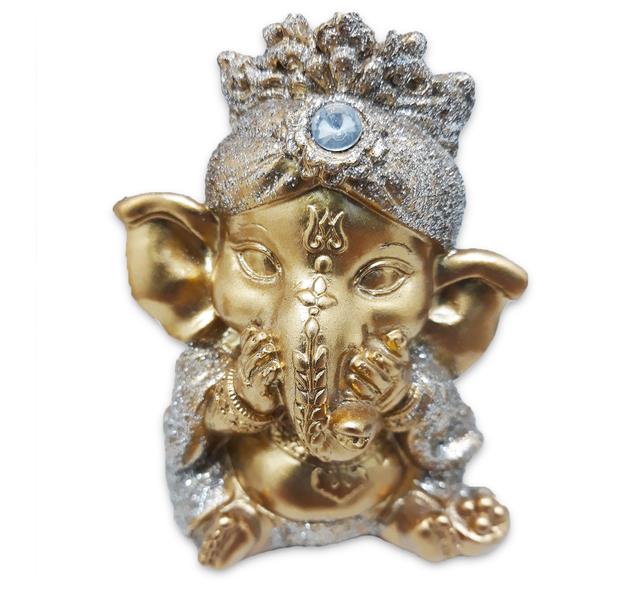 Trio Ganesha da Sabedoria Enfeite Ganesha Gold Brilho 8 cm - Flash Imagem de Trio Ganesha da Sabedoria Enfeite Ganesha Gold Brilho 8 cm