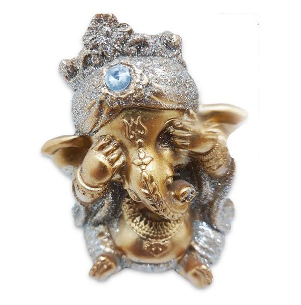 Trio Ganesha da Sabedoria Enfeite Ganesha Gold Brilho 8 cm - Flash Imagem de Trio Ganesha da Sabedoria Enfeite Ganesha Gold Brilho 8 cm