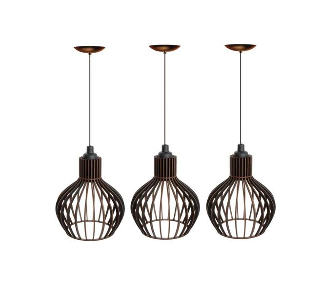 Imagem de Trio Lustre Pendente Luminária PP Preto Sala Area Gourmet