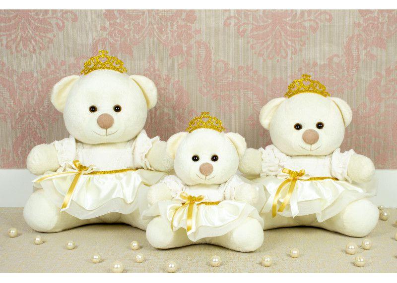 Imagem de Trio ursa princesa petit com renda pelucia palha