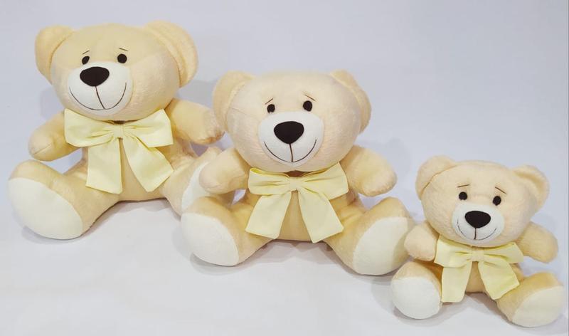 Imagem de Trio Urso Ted Nicho Laços De Tecido 24x20x14cm Decoração Brincar