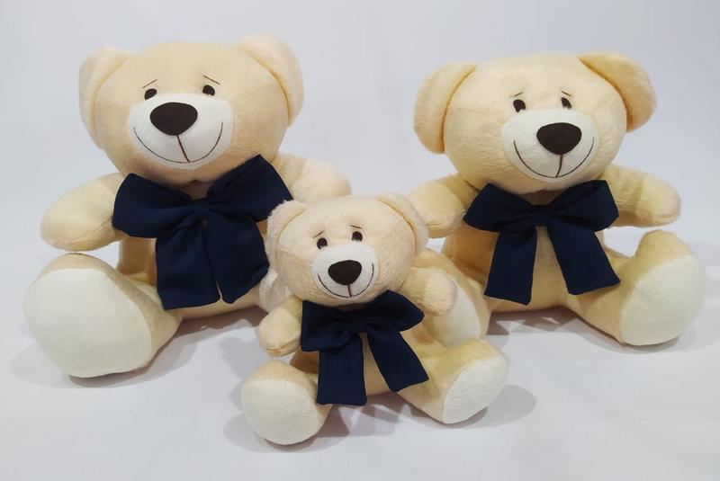 Imagem de Trio Urso Ted Nicho Laços De Tecido 24x20x14cm Decoração Brincar