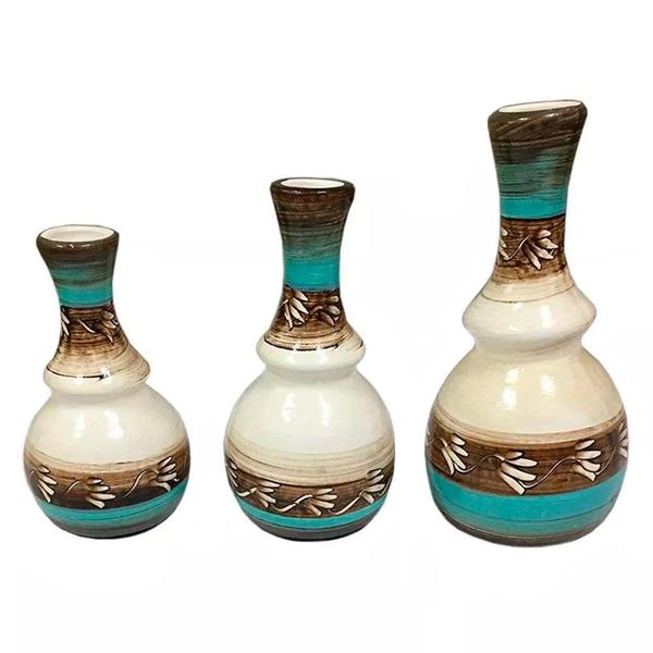 Imagem de Trio Vasos Gregos em Cerâmica de Aparador e Sala Decor - Turquesa