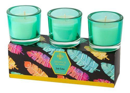 Imagem de Trio Velas Aromatizada Decorativa Copo Vidro Verde Perfumada