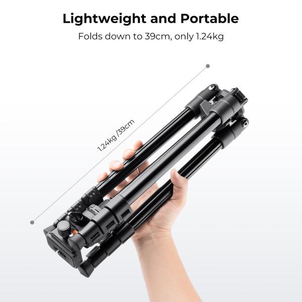 Tripé de câmera K&F Concept 195cm com cabeça esférica de 8 kg de carga Imagem de Tripé de câmera K&F Concept 195cm com cabeça esférica de 8 kg de carga