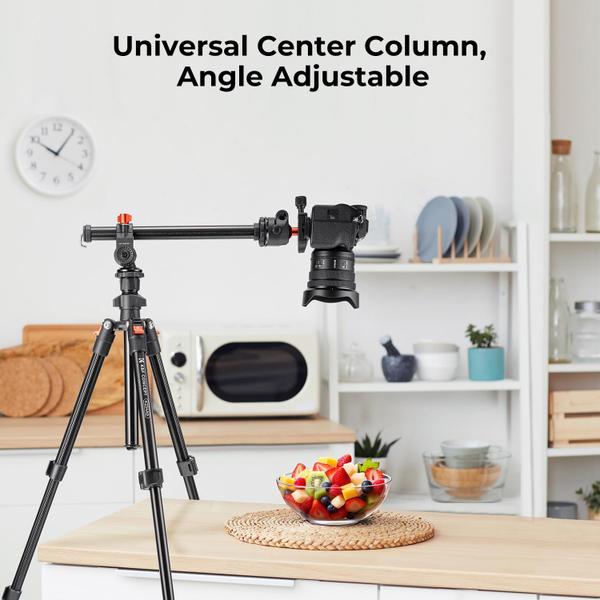 Tripé de câmera K&F Concept 195cm com cabeça esférica de 8 kg de carga Imagem de Tripé de câmera K&F Concept 195cm com cabeça esférica de 8 kg de carga